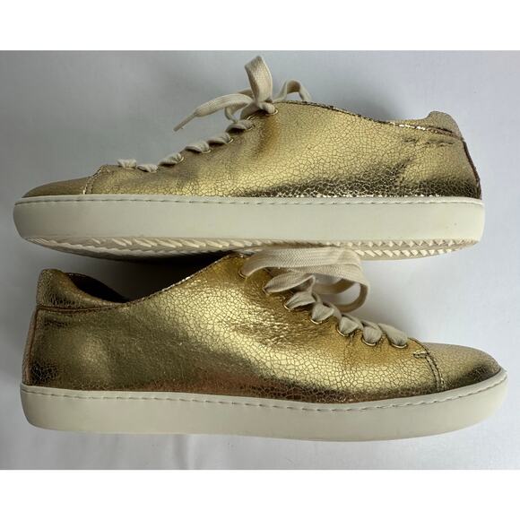 Les Souliers Sezane Size 10 Jack Gold Sneakers Trainers Shoe Metallic Designer - Picture 7 of 9